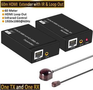HDMI Extender Over CAT5/CAT6with IR Up to 196 Feet - Loop Out - 1080P Full HD Signal Distribution (Transmitter and Receiver)