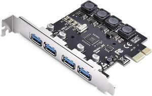 Superspeed 4 Ports PCI-E to USB 3.0 Expansion Card - PCI Express(PCIe) Expansion Card USB Card for Desktop PC Support Win XP Win7 Win 8 Win 10 Win 11 Linux