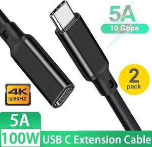 2-Pack USB C Extension Cable 3.3Ft (100W/10Gbps/4K Video), USB 3.2 Gen2 Type C Male to Female Extension Fast Charging Compatible with USB C Hub, Laptop, Tablet and Mobile Phone, Nintendo Switch