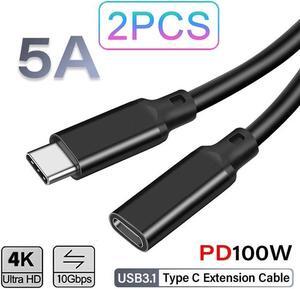 100W Fast Charging USB C Extension Cable 10ft/2-Pack, USB 3.2 Gen2 / 10Gbps Data & 4K Video Sync Transfer USB C Extender Cable for USB-C Hub, Laptop, Tablet, Phone, MacBook and More