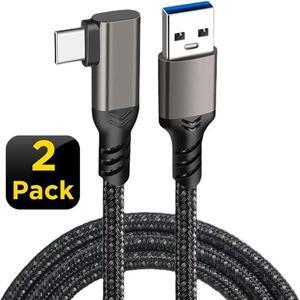 USB A to USB C Braided Cable 2Pack(1.6ft+1.6ft), USB 3.1 Gen 2 10Gbps 3A 60W Fast Charge ,for PD Docking Station,T5 LaCie SSD,Hard Drives,MacBook Pro,iPad Pro 2018,Black