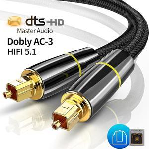 Digital Optical Audio Toslink Cable (6FT, Fiber Optic, Aluminum Shell, 24K Gold-Plated) - Compatible with Home Theatre, Sound Bar, TV, Xbox, Playstation PS5/PS4  Premium Series