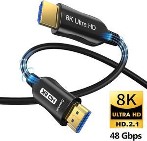 8K HDMI2.1 Fiber Optic Cable, 48Gbps High Speed HDMI 2.1 Cable, Supports 8K 60Hz 4K 120Hz 144Hz 3D Dynamic HDR HDCP 2.2/2.3 eARC 4:4:4, 100% Real 8K Quality HDMI Fiber Optic Cord (16 Feet)