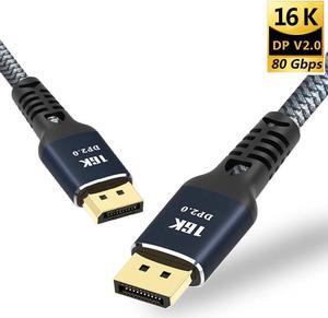 Certified DisplayPort Cable 2.0,  16K 6.6ft/1M DP Cable Cord (16K@60Hz, 8K@60Hz, 4K@165Hz) Display Port HBR3 80Gbps, HDCP 2.2 for Odyssey G9 CHG90, PC, Laptop, TV Gaming Monitor