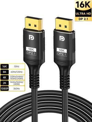 16K DisplayPort 2.1 Cable 10FT, DP2.1 Cable 240hz,Ultra High Speed 80Gbps, DP Cable 16K@30Hz, 8K@60Hz/120Hz, 4K@240Hz, HDR, HBR3 Display Port Cord for Laptop/PC/TV/Gaming Monitor