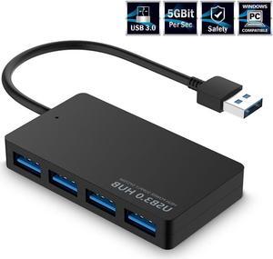 USB 3.0 Data HUB, 4-Port USB 3.0 Portable Data Hub for Macbook, Mac Pro / mini, iMac, XPS, Surface Pro, Notebook PC, USB Flash Drives, Mobile HDD and More