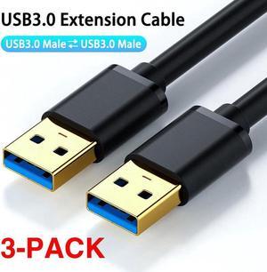 3 Pack USB to USB Cable 3.3FT, USB 3.0 Type A Male to Male Cable for Laptop Cooling Pad, External Hard Drive, Camera, Handwriting Board, Radiator and More
