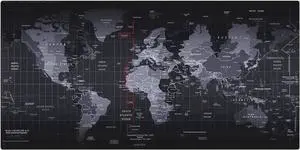 Extended Large Gaming Mouse Pad - 35.4"x15.8"x0.08" Dimension - Portable with Extended XXXL Size - Non-slip Rubber Base - Special Treated Textured Weave with Precision Control (worldmap)