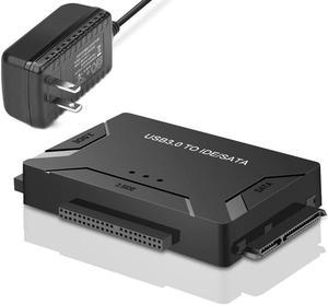 3 in 1 USB 3.0 to SATA IDE PATA Adapter USB3.0 Data Transfer Converter for PC Laptop 2.5'' 3.5'' Hard Disk Drive HDD SSD with 12V/2A Power Supply and USB 3.0 Cable