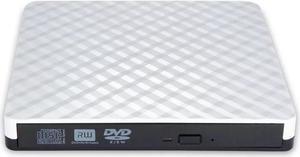 External CD Drive, Portable USB 3.0 DVD Drive High Speed Data Transfer DVD CD +/- RW Writer Burner Rewriter DVD/CD-ROM Drives for Laptop Desktops Windows Mac OSX  -White