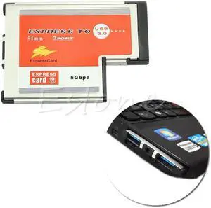 2 Port Hidden 54mm USB 3.0 EXPRESSCARD Expansion Card Adapter for Laptop