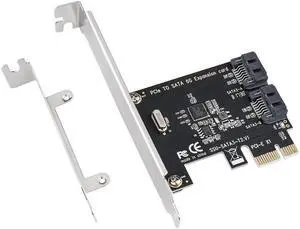 2 Ports PCIe to SATA III 6GB/s Internal Adapter Converter Card for Desktop PC Support SSD HDD with Low Profile Bracket
