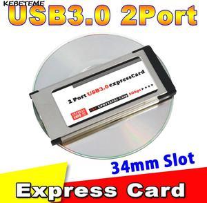 Express Card Expresscard 34mm to USB 3.0 2 Port Adapter PCI Express Card for laptop notebook