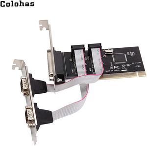 PCI to DB25 Parallel + Dual 9 Pin Serial Port Converter Card RS232 COM Ports Expand Card for POS LED Controller