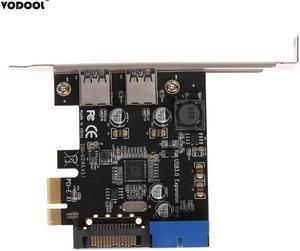 U3V14S PCIE Transfer 2Ports USB3.0 Expansion Card Desktop Front 19/20PIN Interface for Windows XP/7/8/8.1/10