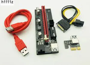 60CM VER009S PCI-E Riser Card 009S PCI Express 1X 16X 4Pin 6Pin SATA Molex Power USB 3.0 Cable for ETH EOS Bitcoin Miner Mining