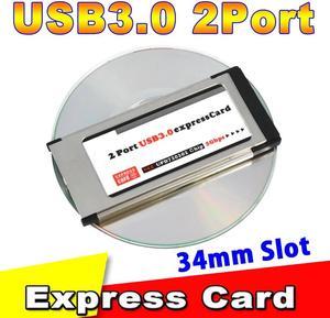 High Full Speed Express Card Expresscard to USB 3.0 2 Port Adapter 34 mm Converter 5Gbps Transfer rate