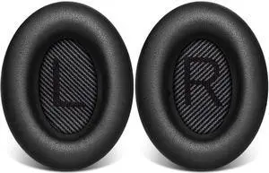Earpads cover Replacement for Bose QuietComfort 15 QC15 QC25 QC2 QC35 QC35-II Headphones Ear Pads Cushion Soft Protein Leather Earmuffs with with Noise Isolation Foam (Black)
