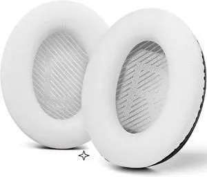 Earpads Replacement for Bose QuietComfort 15 QC15 QC25 QC2 QC35 QC35-II Headphones Ear Pads Cushion Soft Protein Leather Earmuffs with with Noise Isolation Foam (White)