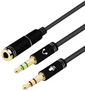 3.5mm Auxiliary Audio Splitter Cable Separate Gaming Headset TRRS to Microphone & Headphone Port Independent 12inch