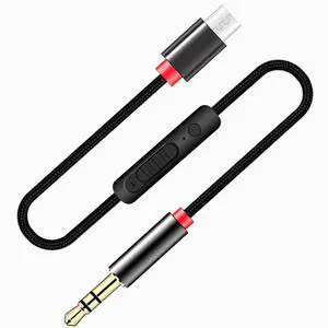 USB-C to 3.5mm Auxiliary Audio Cable with Volume Control and Microphone Feature addon to Headphone Universal Compartible 4FT