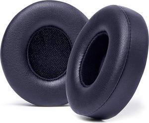 Earpads Cushions Replacement for Beats Solo 2 & Solo 3 Wireless On-Ear Headphones, Ear Pads with Soft Protein Leather, Added Thickness - (Black)