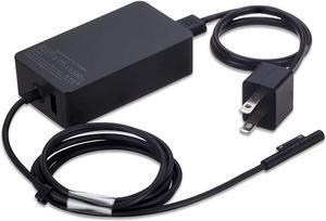 Surface Pro Charger, 44W 15V 2.58A, Compatible for Microsoft Surface Pro 3, Pro 4, Pro 5, Pro 6, Pro 7 Surface Laptop 1/2, Surface Book & Surface Go, with 5V 1A USB Charging Port