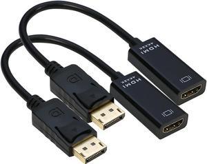4K DisplayPort to HDMI Adapter Cable 2Pack, DP to HDMI Converter Adaptor Compatible for HP, Dell, GPU, AMD, NVIDIA, Male to Female,Uni-Directional
