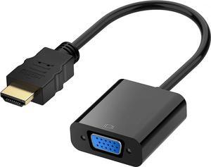 HDMI to VGA, Gold-Plated HDMI to VGA Adapter (Male to Female) for Computer, Desktop, Laptop, PC, Monitor, Projector, HDTV, Chromebook, Raspberry Pi, Roku, Xbox and More - Black
