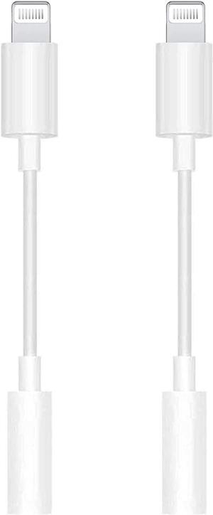 2 Pack Lightning to 3.5 mm Headphone Jack Adapter, Aux Audio Dongle Cable Earphones Headphones Converter Compatible with iPhone 12 12 Pro11 XR XS X 8 7 iPad iPod