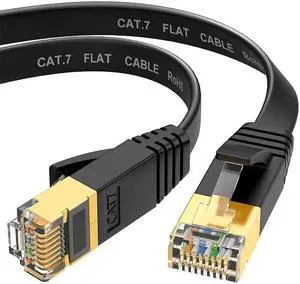 Cat 7 Ethernet Cable Cat7 High Speed Flat Gigabit RJ45 LAN Cable 10Gbps Shielded Internet Network Patch Cord Compatible for Gaming PS5 PS4 PS3 Xbox PC Laptop Modem Router Computer 10FT