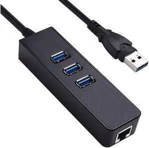 USB 3.0 to Ethernet Adapter, 3-Port USB 3.0 Hub with RJ45 10/100/1000 Gigabit Ethernet Adapter Support Windows 10,8.1,Mac OS, Surface Pro,Linux,Chromebook and More