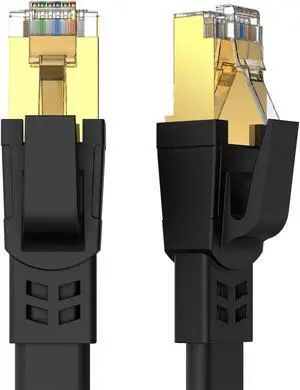 Cat8 Ethernet Cable 50-FT Gigabit RJ45 LAN Wire High-Speed Patch Cord with Clips for Gaming, Switch, Modem, Router (Black) 50 ft. Cat8 Ethernet Cable 50-FT Gigabit RJ45 LAN Wire High-Speed Patch Cord with Clips for Gaming, Switch, Modem, Router (Black) 50 ft.