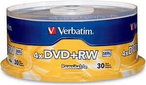 Verbatim 4.7GB 4X DVD+RW 30 Packs Spindle Disc Model 94834