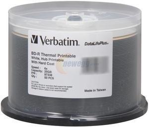 Verbatim 25GB 6X BD-R Thermal Printable 50 Packs Spindle Disc Model 97338