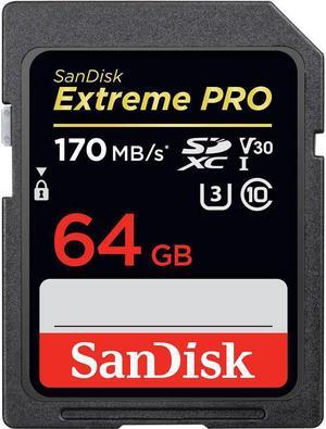 SanDisk 64GB Extreme Pro SDXC UHS-I/U3 V30 Class 10 Memory Card, Speed Up to 170MB/s (SDSDXXY-064G-GN4IN)