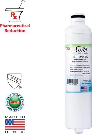 Swift Green Filters SGF-DA20B Rx Compatible Pharmaceuticals Refrigerator Water Filter for DA29-0020B, DA2900020A, DA97-08006A-B, DA97-08006B, HAF-CIN, HAF-CIN-EXP, EFF-6027A, Made in USA