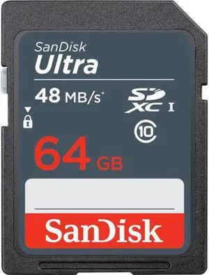 SanDisk 64GB Ultra SDXC UHS-I/Class 10 Memory Card, Speed Up to 48MB/s (SDUNB-064G-G46)