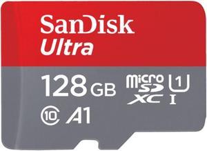 SanDisk 128GB Ultra A1 microSDXC UHS-I/Class 10 Memory Card, Speed Up to 100MB/s (SDSQUAR-128G)
