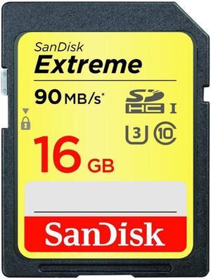 SanDisk 16GB Extreme SDHC UHS-I/U3 Class 10 Memory Card, Speed Up to 90MB/s (SDXVF-016G-G46)