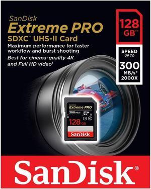 SanDisk 128GB Extreme Pro SDXC UHS-II/U3 Class 10 Memory Card, Speed Up to 300MB/s (SDXPK-128G-G64)