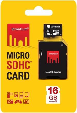 Strontium 16GB MicroSDHC Memory Card with SD Adapter Class 6  (SR16GTFC6A)