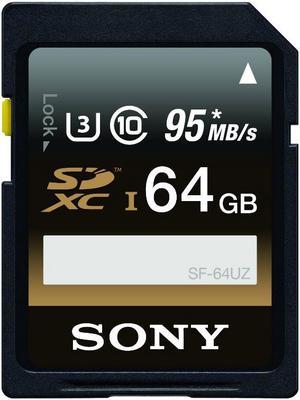 Sony 64GB SDXC UHS-3/U3 Class 10 Memory Card, Speed Up to 95MB/s (SF-64UZ)