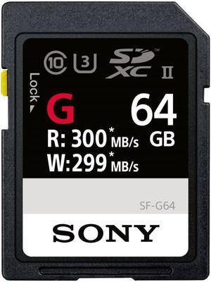 Sony SF-G Series 64GB SDXC UHS-II/U3 Class 10 Memory Card, Speed Up to 300MB/s (SF-G64)