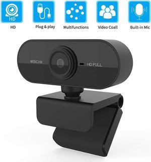 HD Webcam 1080P 2MP with built-in microphone, USB Plug and Play, No driver needed, Support Windows, Mac, Linux and More