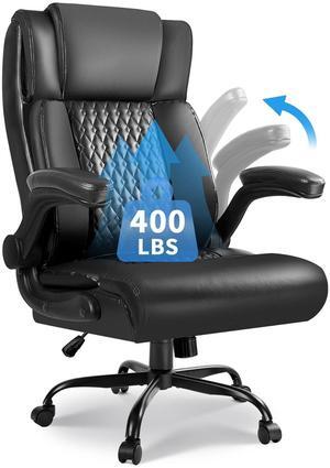 VITESSE Executive Office Chair,Heavy Duty Chair with Flip up Armrest,Ergonomic High Back Computer Gaming Chairs Home Office 400lbs, Big and Tall Office Chair with Lumbar SupportBlack