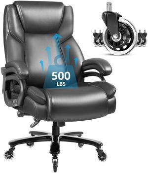 VITESSE 500lbs Heavy Duty Office Chair for Low Back Pain Relief, Big and Tall Office Chair with Ergonomic Lumbar Support, High Back Executive Chair with Quiet Rubber Wheel