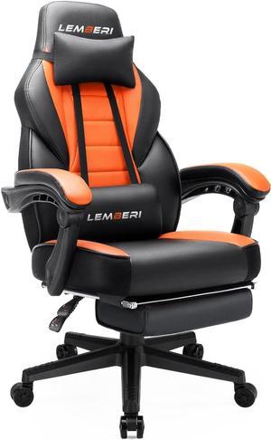 Vitesse Video Game Chairs with footrest,Gamer Chair for Adults,Big and Tall Chair, 400lb Capacity,Gaming Chairs for Teens,Racing Style Computer Chair with Headrest and Lumbar Support Orange