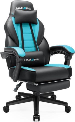 Vitesse Video Game Chairs with footrest,Gamer Chair for Adults,Big and Tall Chair, 400lb Capacity,Gaming Chairs for Teens,Racing Style Computer Chair with Headrest and Lumbar Support Blue