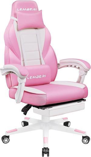 Vitesse Pink Gaming Chair with footrest, Kawaii Cute Pink Gamer Chair for Girl,Girls Video Game Chairs,Computer Gaming Chair with Headrest and Lumbar Support